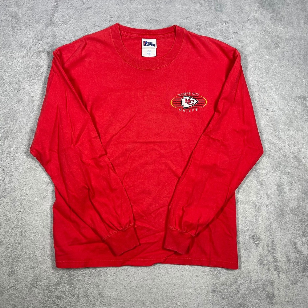 Pro PLayer Kansas City Chiefs Mens L Red Vintage Long Sleeve Shirt USA Made